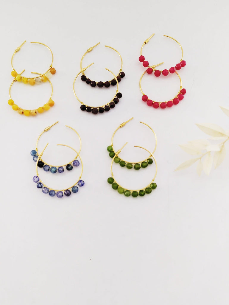 PENDIENTE ARO DORADO PIEDRA NATURAL